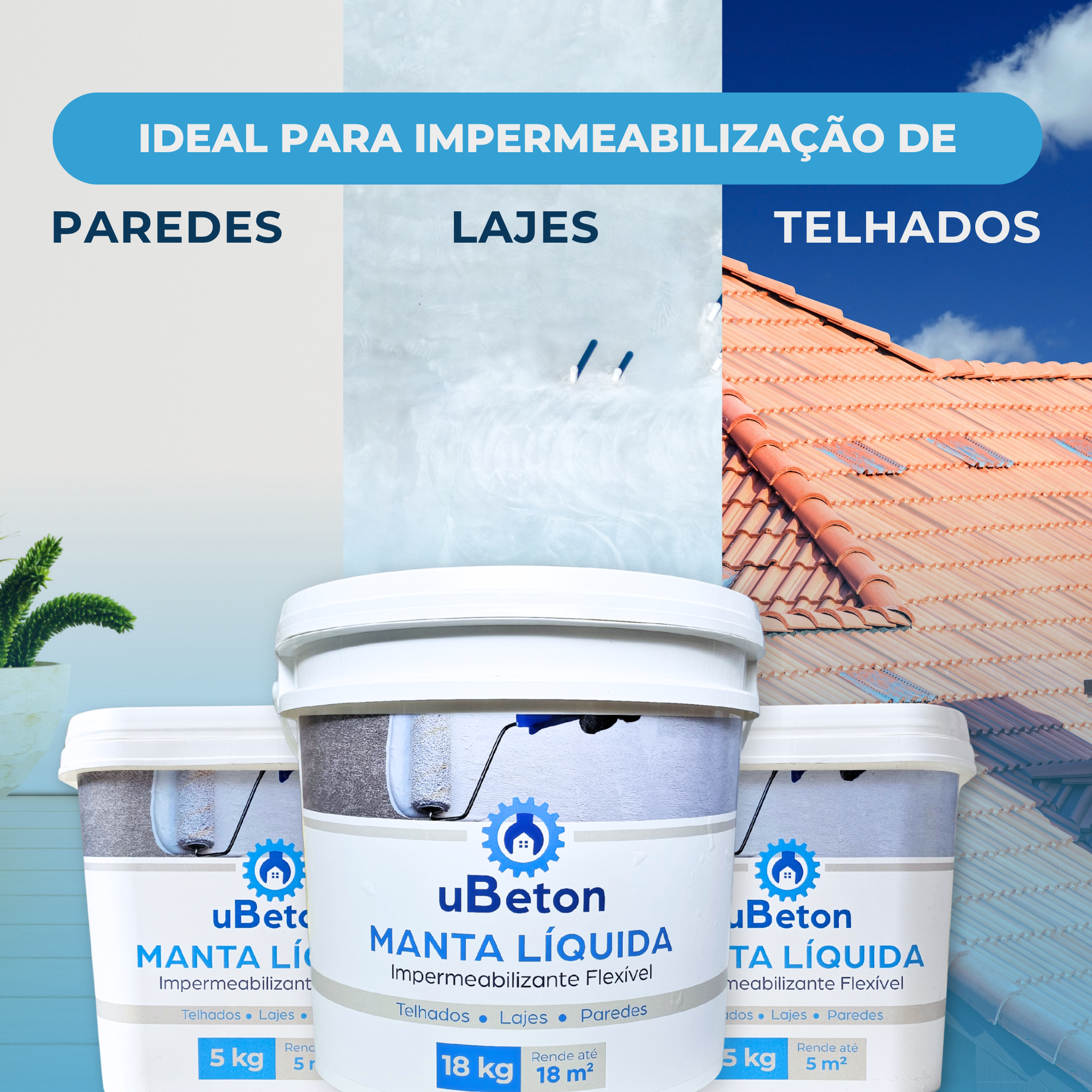 Manta Líquida Impermeabilizante Branca 5kg - uBeton