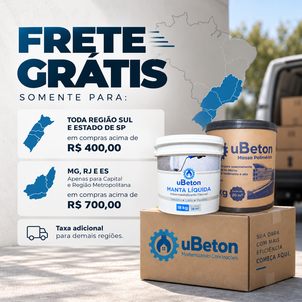 Massa Polimérica Ubeton - Bisnaga 3kg - 9und - 27kg